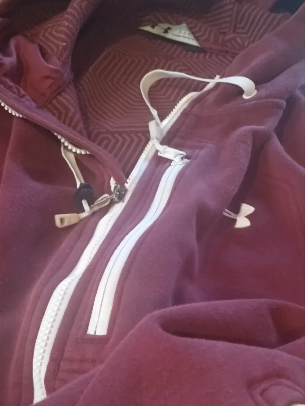 Under Armour Men’s Maroon Full-Zip Sweatshirt with White Accents